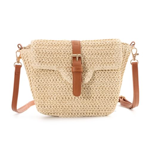 EVEOUT Sac à bandoulière en Paille pour Femmes Filles Sac
