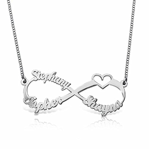Panicy-F Collier De Nom De Famille Infini Personnalisé En Argent