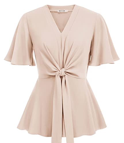 GRACE KARIN Chemisier Femme Large Col en V Chemisette d'Été