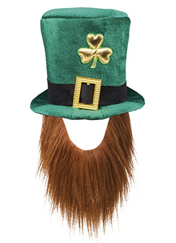 Boland 44907 - Chapeau Leprechaun, lutin vert, avec barbe, casquette,