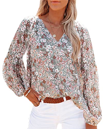 Tomwell Chemisier Femme Col V Floral Imprimé Blouse Élégant Haut