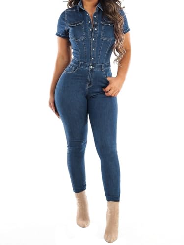 Asudaro Combinaison En Jean Pour Femme Style Streetwear Confortable Décontractée